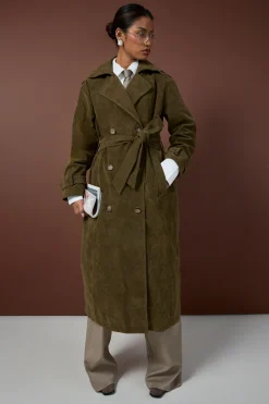 boohoo Trench-coat en suède synthétique<Femme Vestes & Manteaux