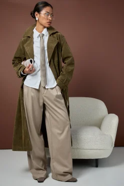 boohoo Trench-coat en suède synthétique<Femme Vestes & Manteaux