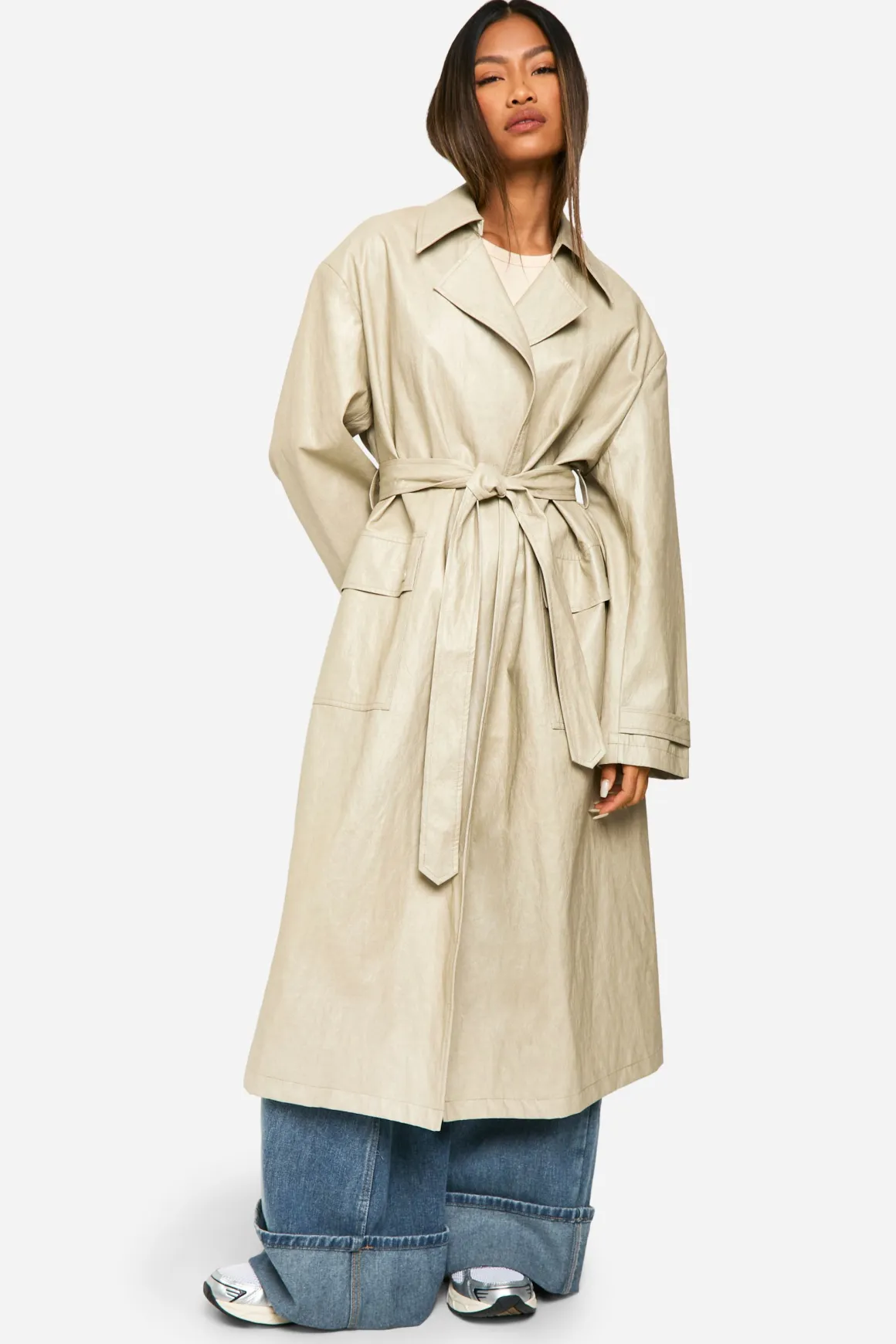 Trench-coat en synthétique au look vintage