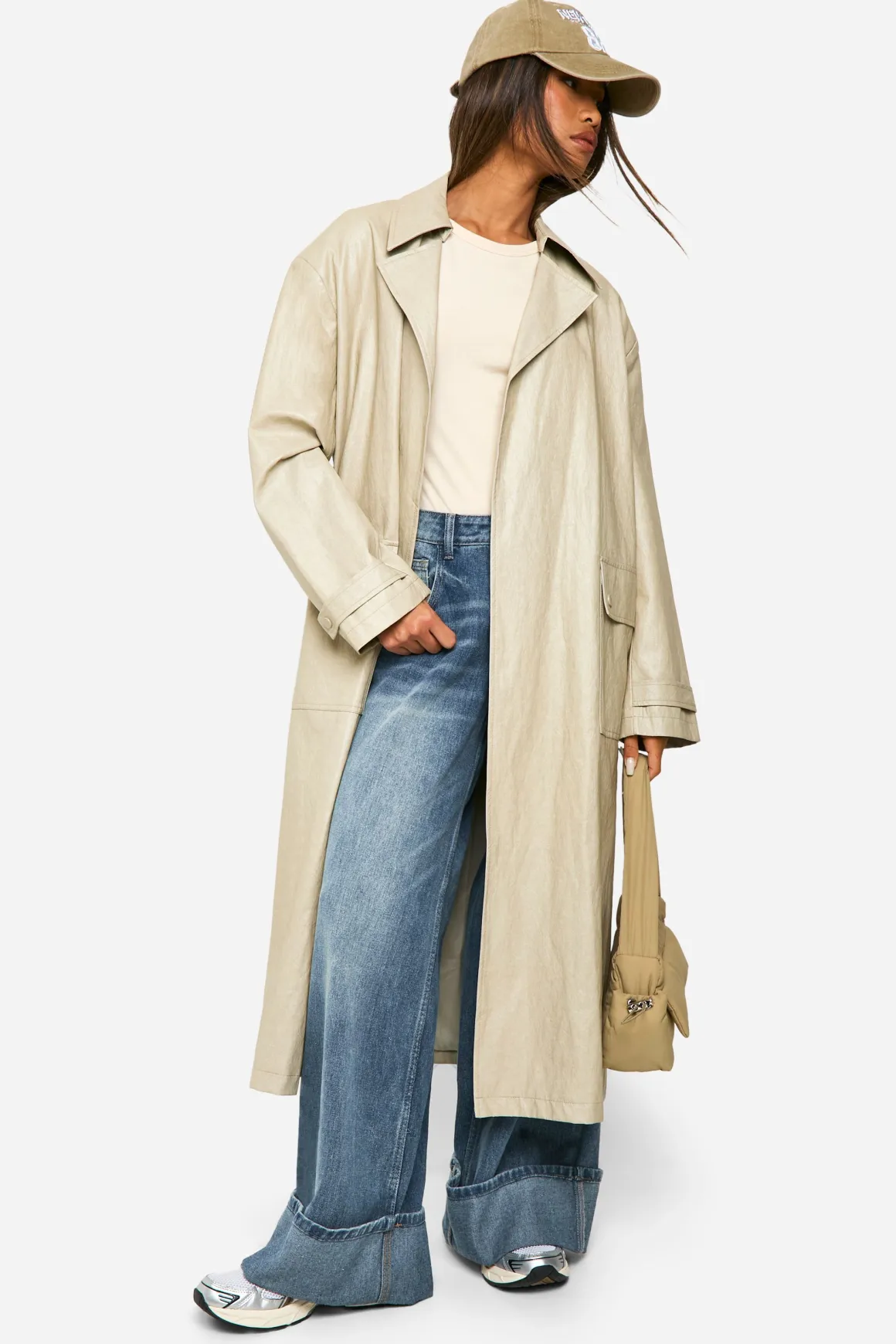 Trench-coat en synthétique au look vintage
