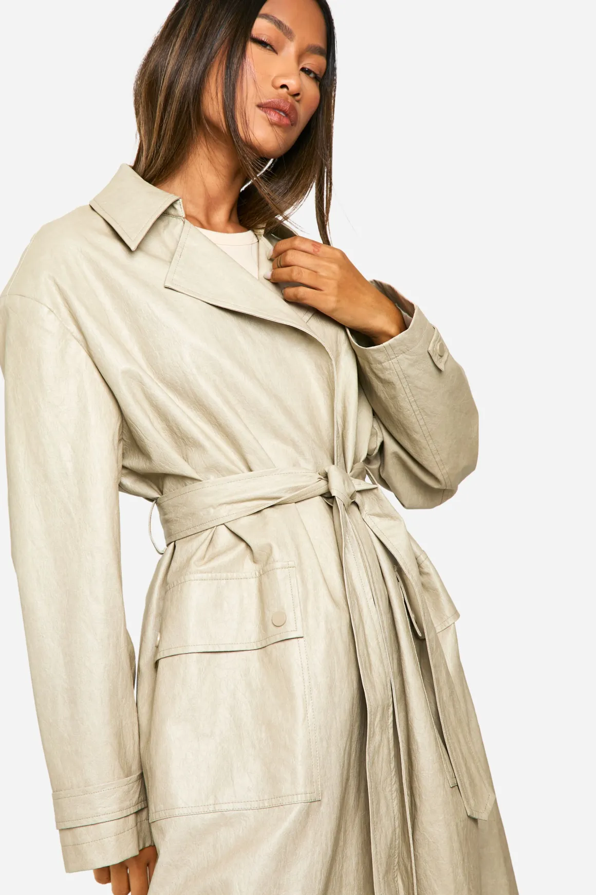Trench-coat en synthétique au look vintage
