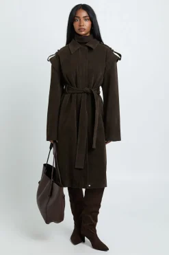 Trench-coat En Synthétique Avec Détail D'épaule