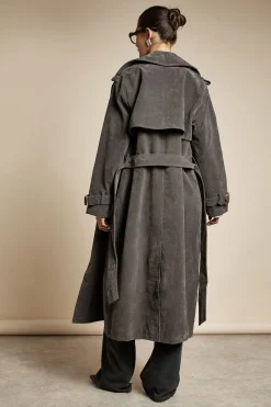 boohoo Trench-coat en synthétique suédé<Femme Vestes & Manteaux
