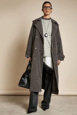 boohoo Trench-coat en synthétique suédé<Femme Vestes & Manteaux