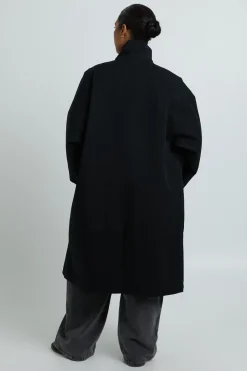 Trench-coat Enveloppant Grande Taille À Col Montant