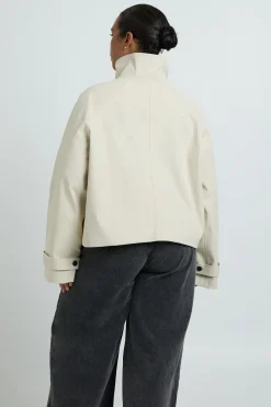 Trench-coat Grande Taille À Col Montant Et Boutonnage Contrasté