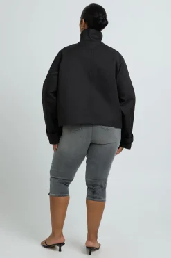 Trench-coat Grande Taille À Col Montant Et Boutonnage