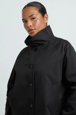 Trench-coat Grande Taille À Col Montant Et Boutonnage