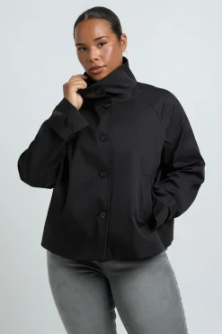Trench-coat Grande Taille À Col Montant Et Boutonnage