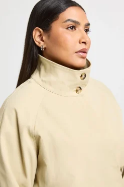 Trench-coat Grande Taille À Col Montant Avec Ceinture