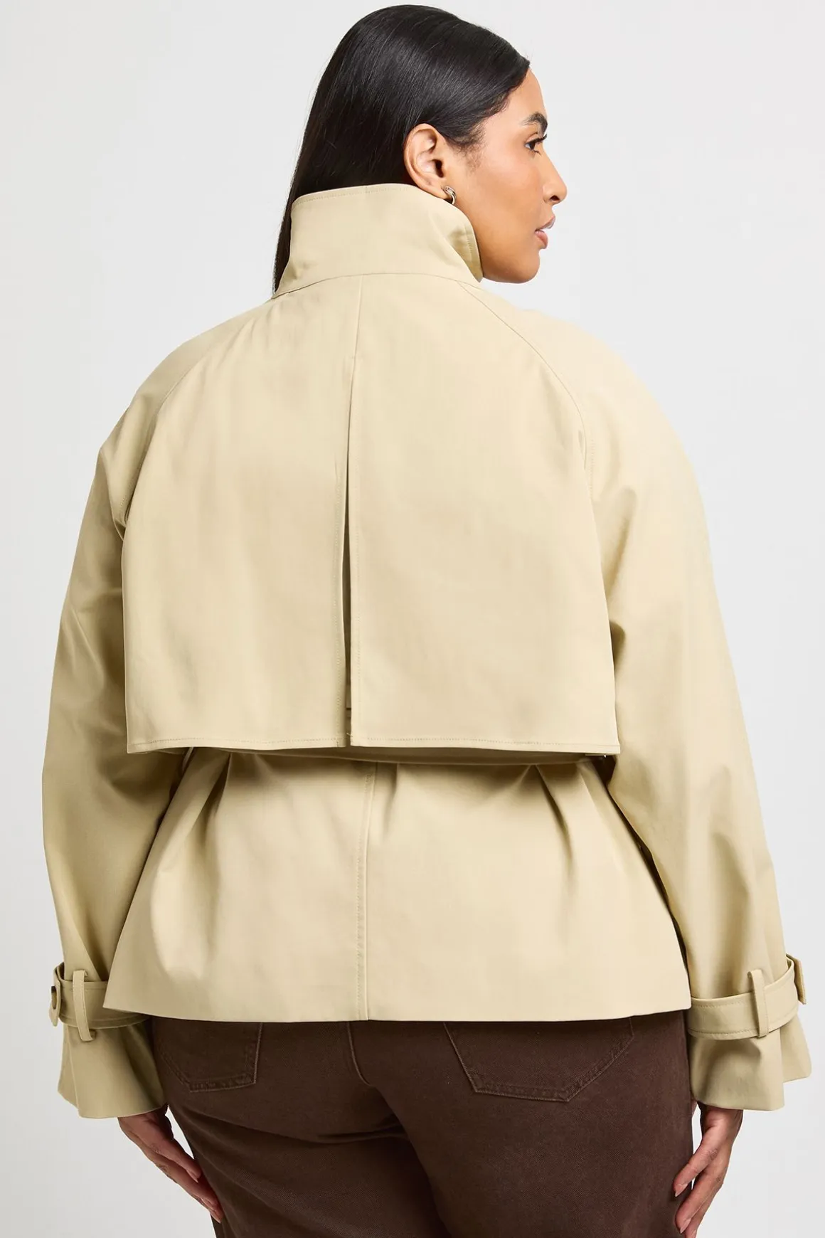 Trench-coat Grande Taille À Col Montant Avec Ceinture