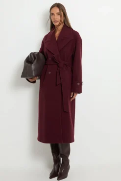 Trench-coat Long Ceinturé Avec Détail Cape