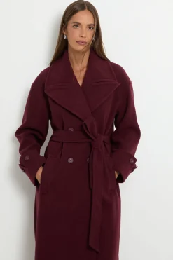 Trench-coat Long Ceinturé Avec Détail Cape