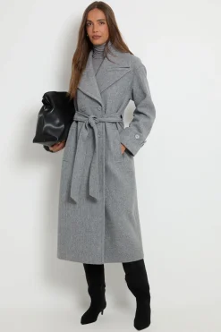 Trench-coat Long Ceinturé Avec Détail Cape