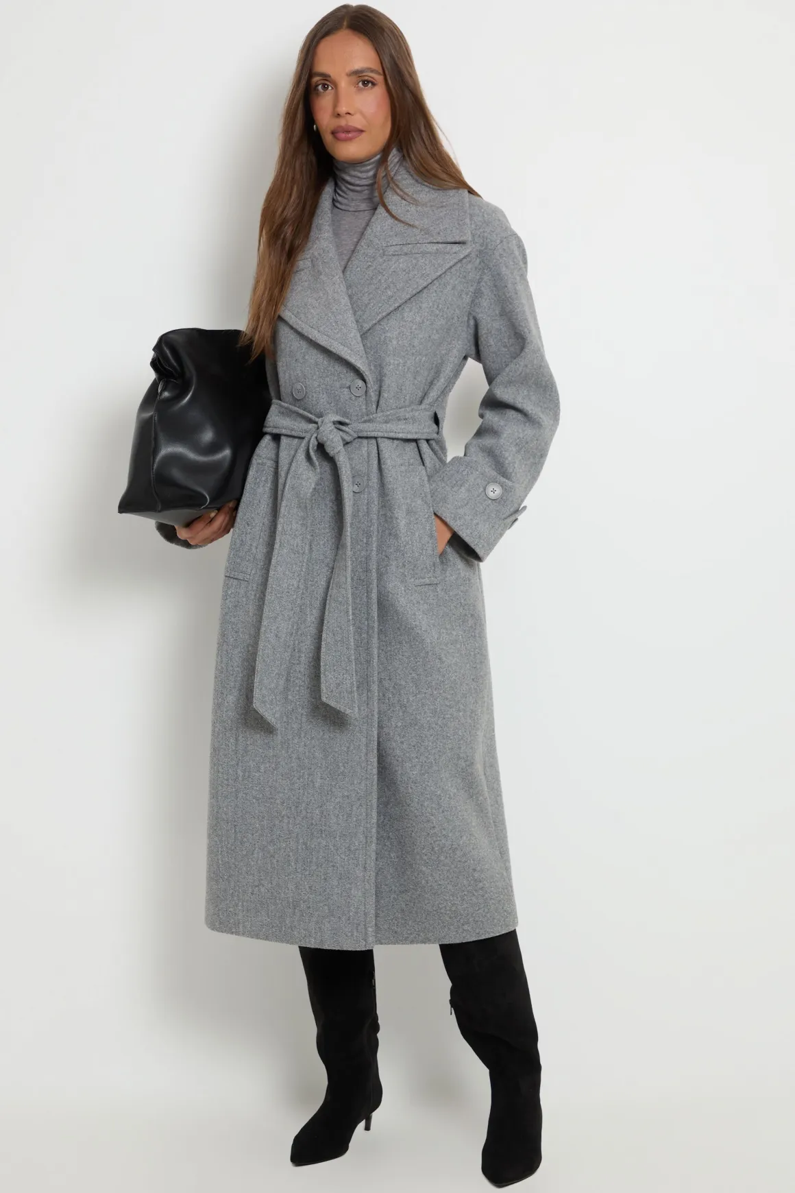 Trench-coat Long Ceinturé Avec Détail Cape
