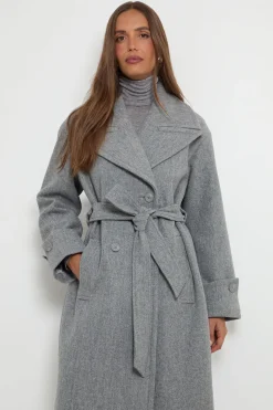 Trench-coat Long Ceinturé Avec Détail Cape