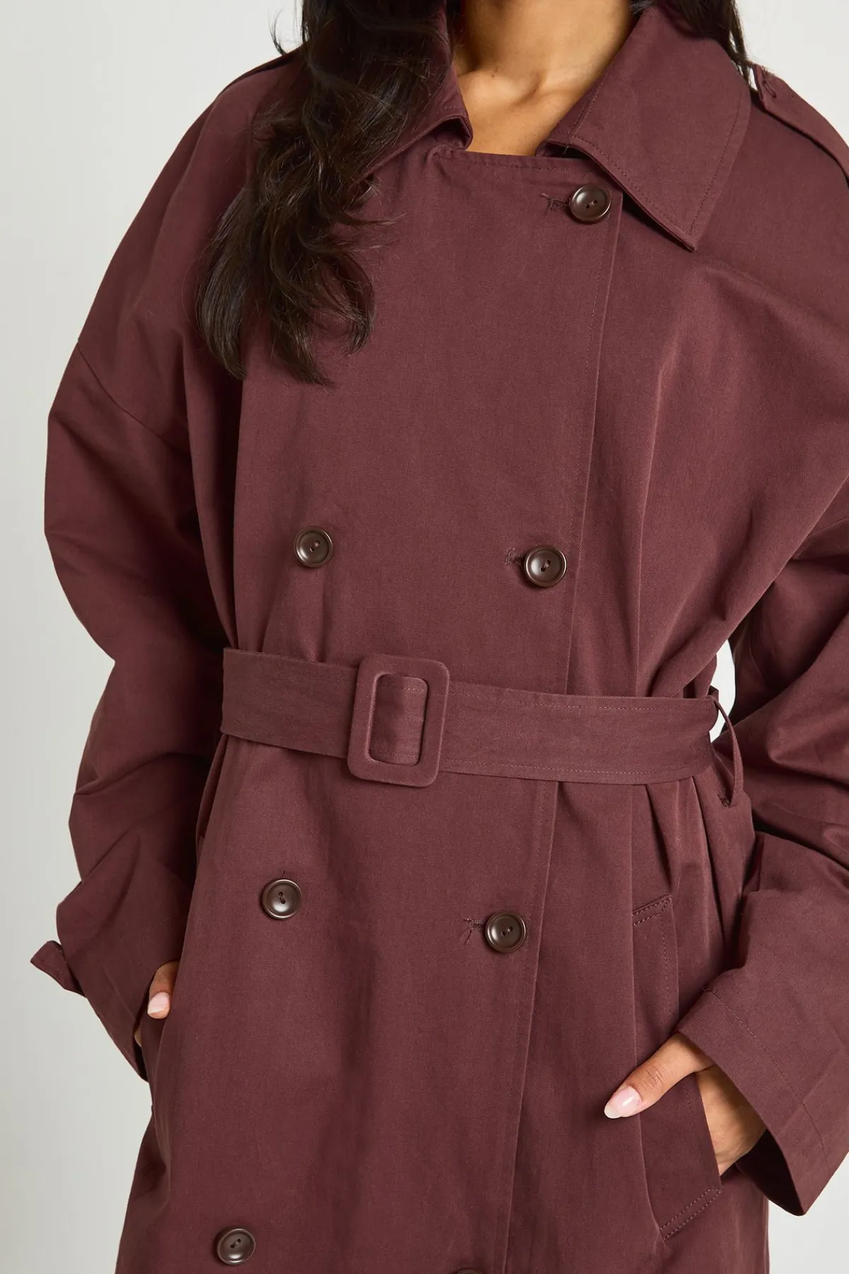 boohoo Trench-coat Long Double Boutonnage Avec Ceinture<Femme Manteaux Et Vestes D’Automne|Vestes & Manteaux