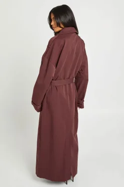 boohoo Trench-coat Long Double Boutonnage Avec Ceinture<Femme Manteaux Et Vestes D’Automne|Vestes & Manteaux