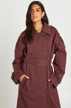 boohoo Trench-coat Long Double Boutonnage Avec Ceinture<Femme Manteaux Et Vestes D’Automne|Vestes & Manteaux