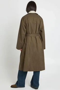 boohoo Trench-coat Long À Détail Double Couche<Femme Vestes & Manteaux|Trenchs