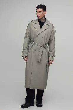 boohooMAN Trench-coat Long En Sergé Coupe Oversize<Homme Tout Afficher|Vestes & Manteaux Tall