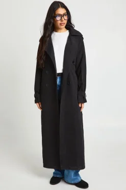 boohoo Trench-coat Long Oversize À Double Boutonnage Avec Finition Pêche<Femme Vestes & Manteaux|Trenchs