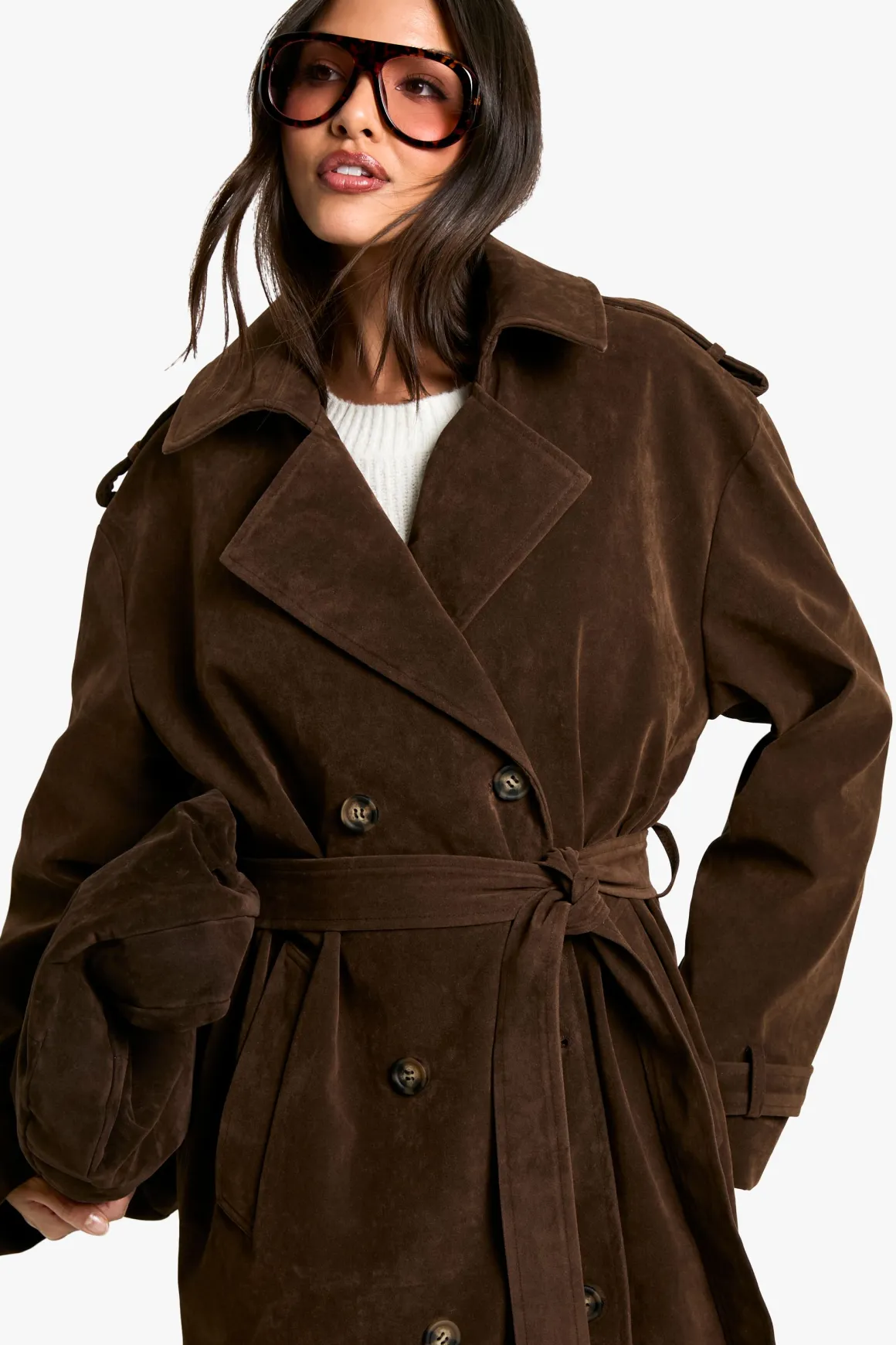 Trench-coat look suédé vintage