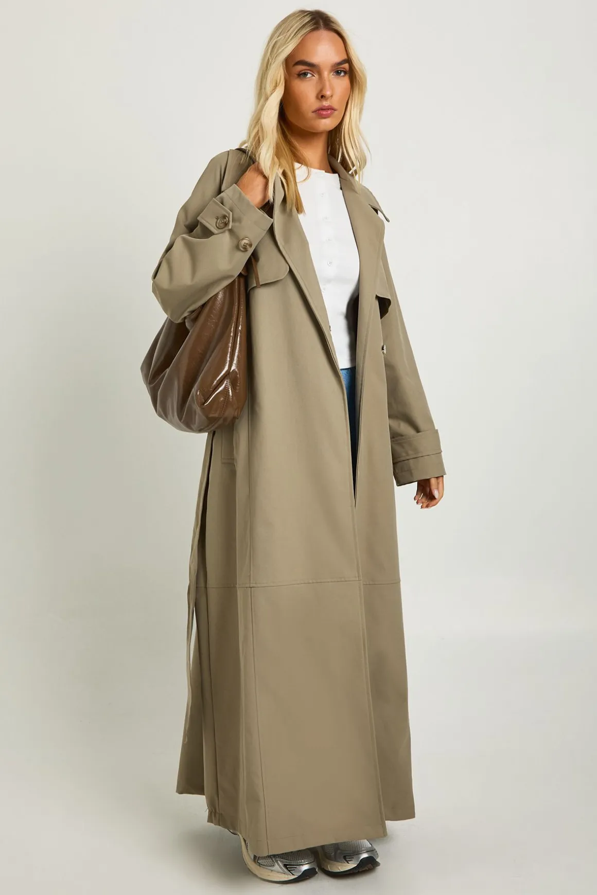 Trench-coat maxi ceinturé