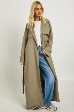 Trench-coat maxi ceinturé