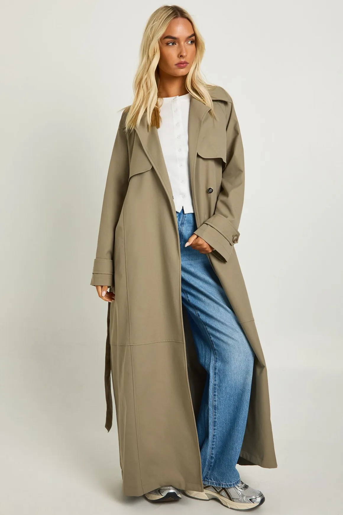 Trench-coat maxi ceinturé