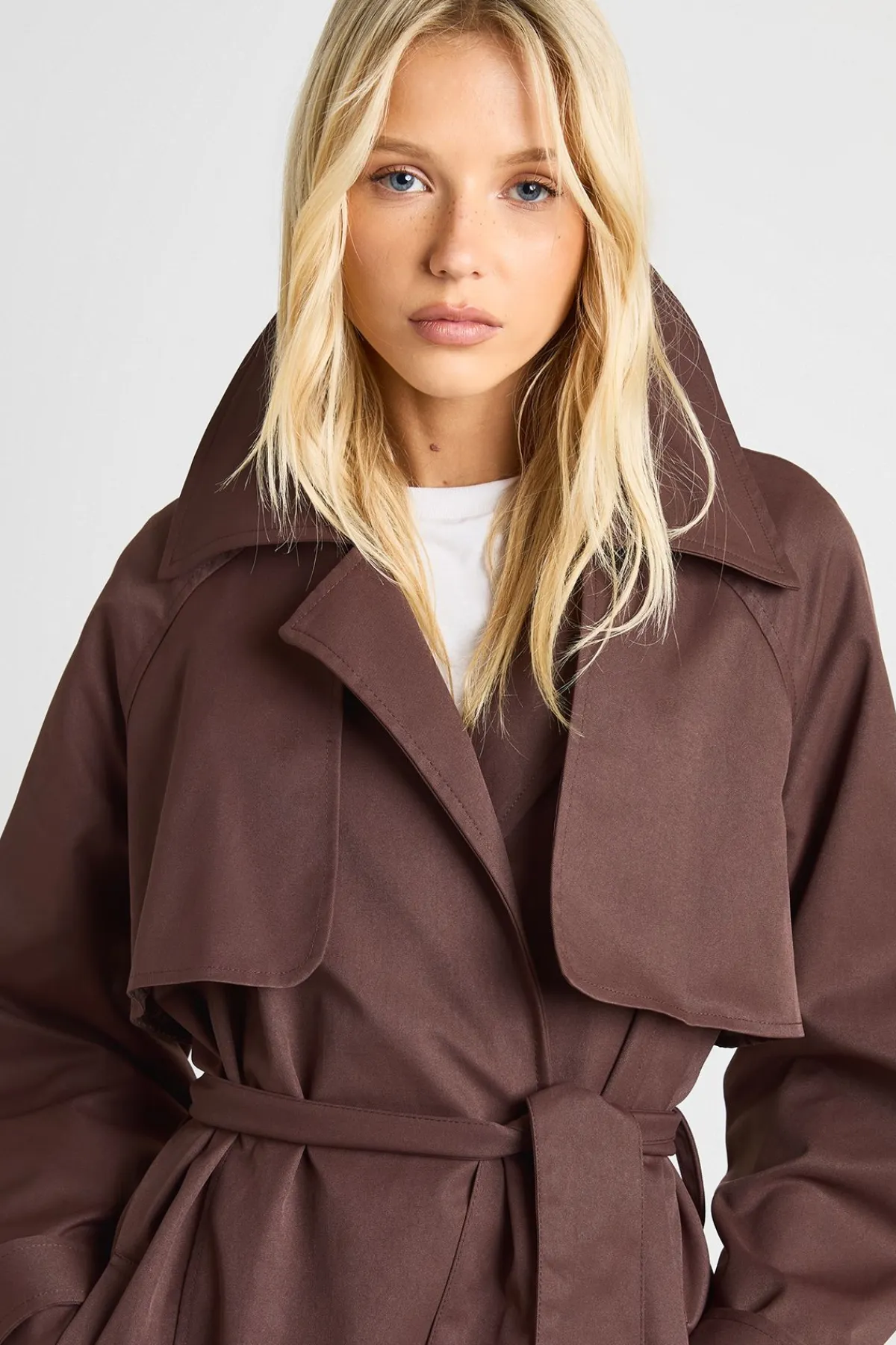 boohoo Trench-coat maxi à ceinture<Femme Looks Chocolat|Manteaux Et Vestes D’Automne