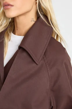 boohoo Trench-coat maxi à ceinture<Femme Looks Chocolat|Manteaux Et Vestes D’Automne