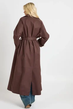 boohoo Trench-coat maxi à ceinture<Femme Looks Chocolat|Manteaux Et Vestes D’Automne