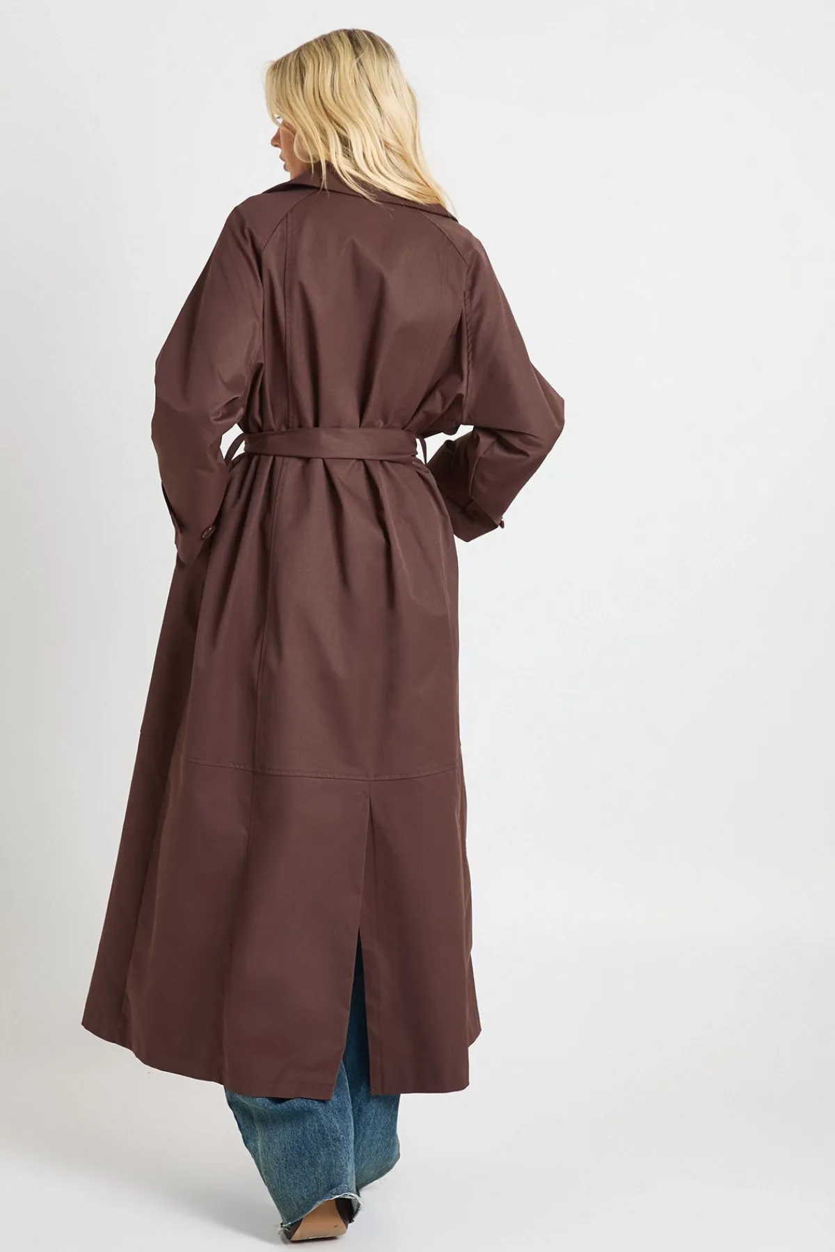 boohoo Trench-coat maxi à ceinture<Femme Looks Chocolat|Manteaux Et Vestes D’Automne