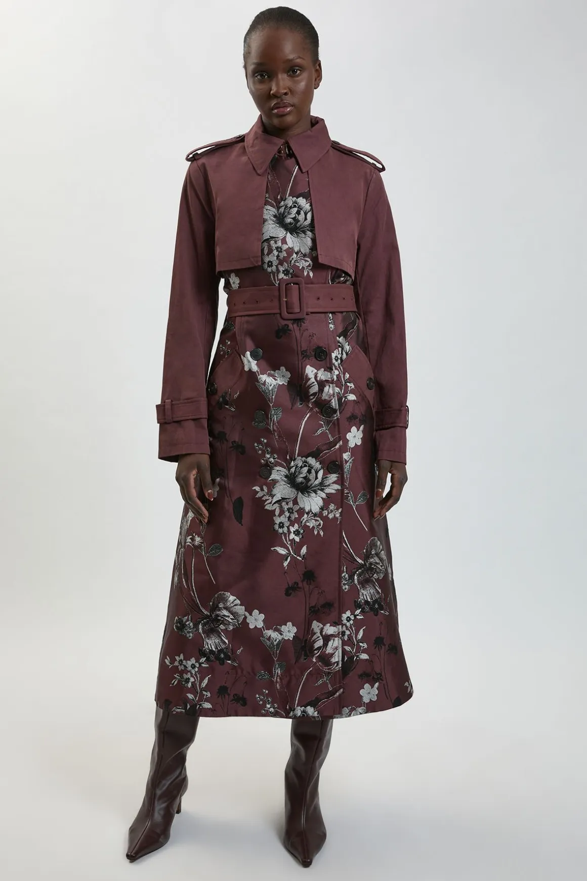 Trench-coat À Mélange Jacquard