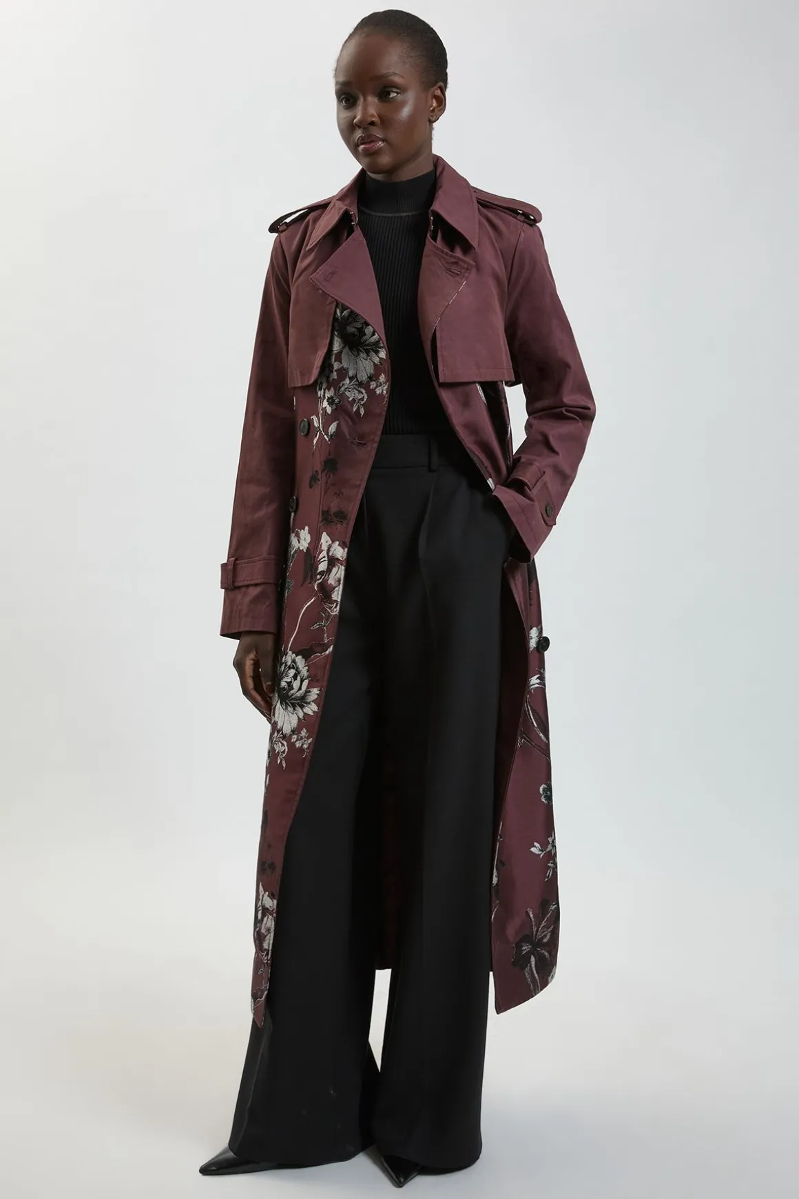 Trench-coat À Mélange Jacquard