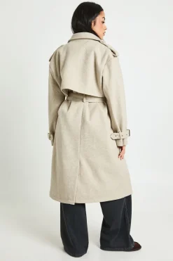 Trench-coat oversize ceinturé au look en laine