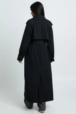 Trench Coat Oversized Long À Double Boutonnage