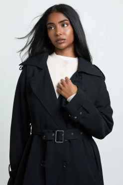 Trench Coat Oversized Long À Double Boutonnage