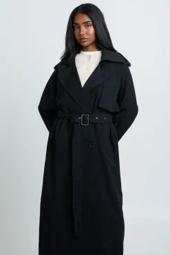 Trench Coat Oversized Long À Double Boutonnage