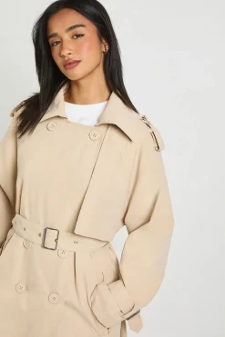 Trench Coat Petite Oversize Double Boutonnage Finition Pêche