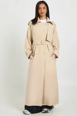 Trench Coat Petite Oversize Double Boutonnage Finition Pêche