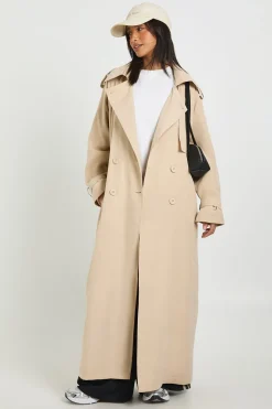 Trench Coat Petite Oversize Double Boutonnage Finition Pêche