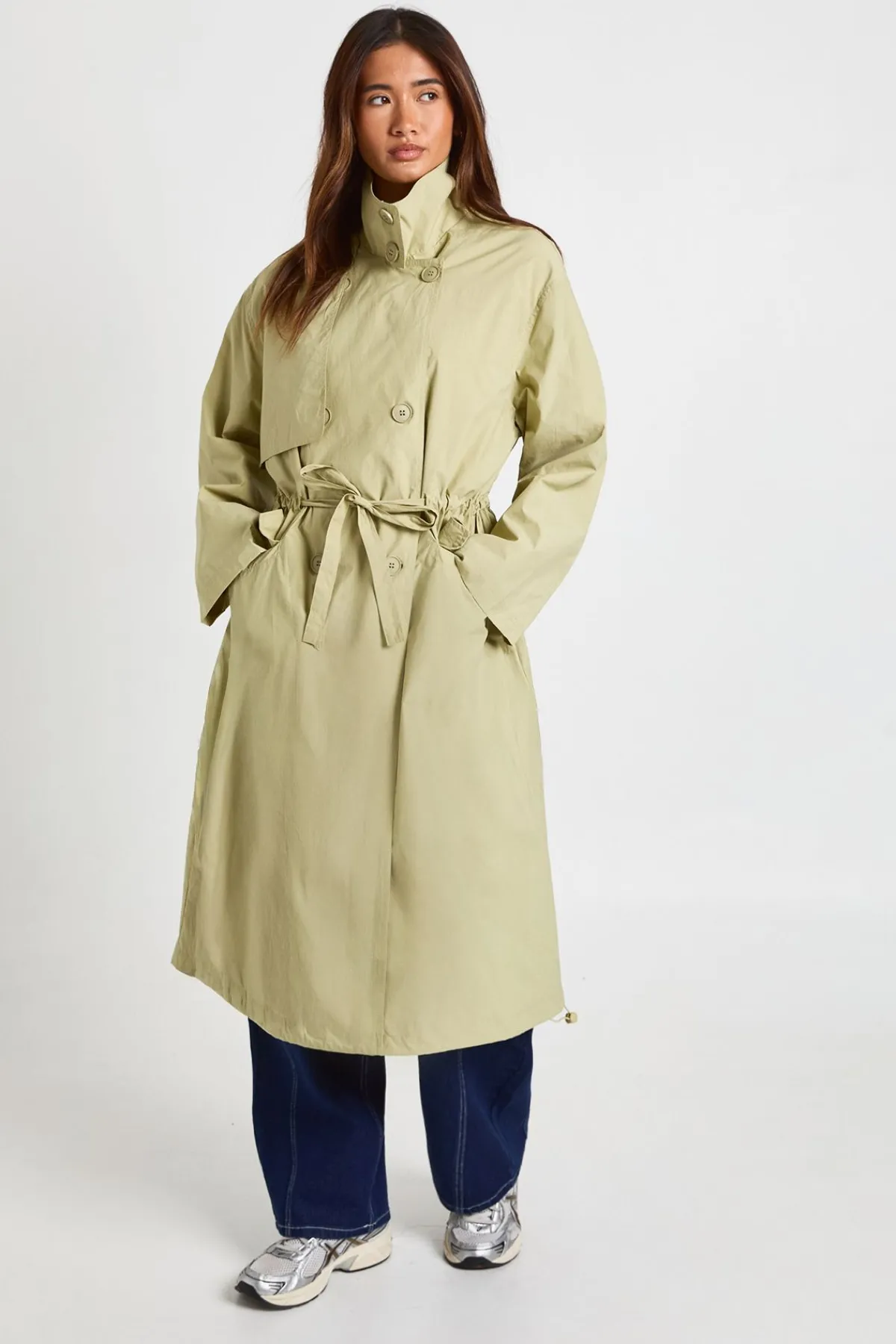 boohoo Trench-Coat Texturé à Taille Cintrée<Femme Vestes & Manteaux|Trenchs