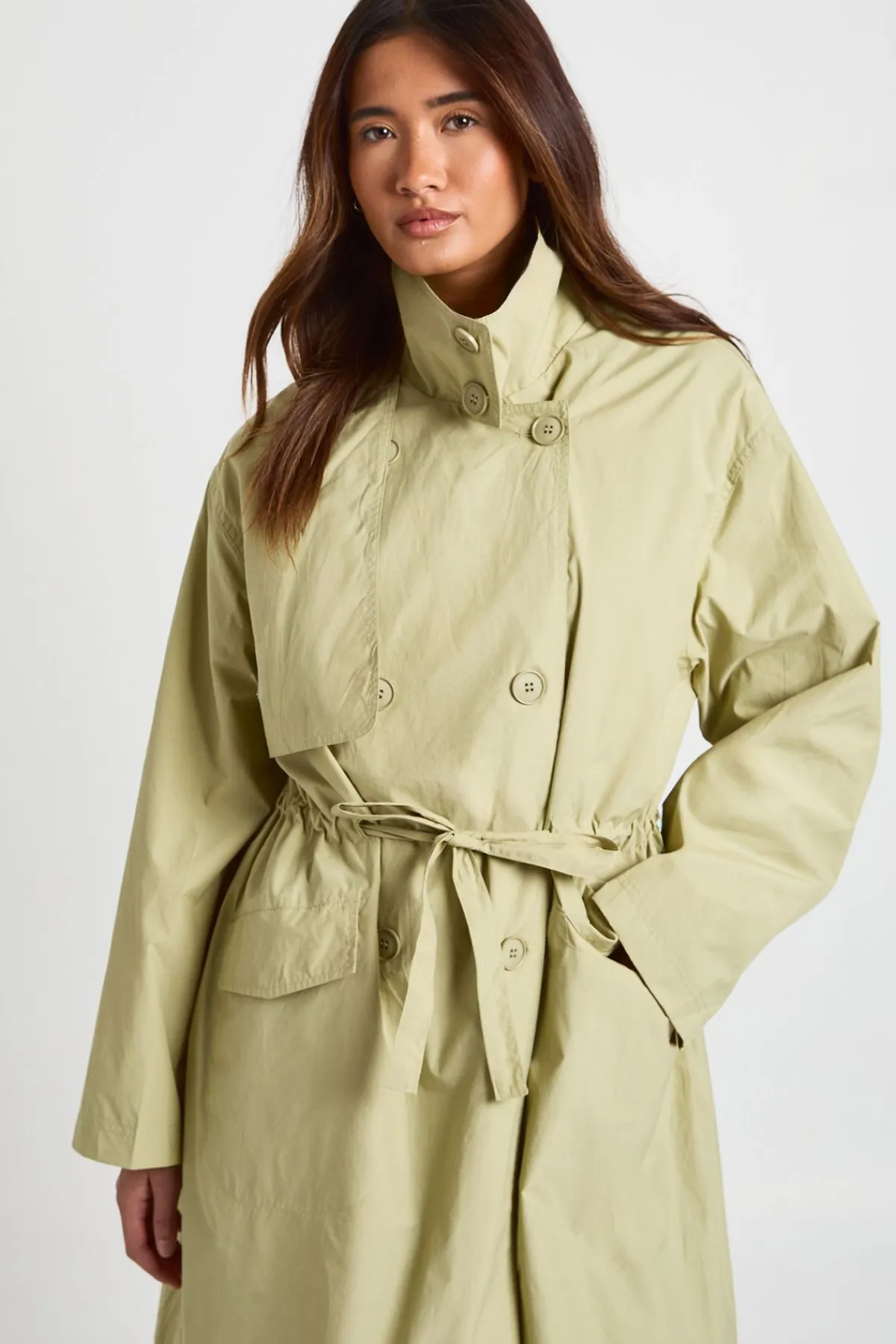 boohoo Trench-Coat Texturé à Taille Cintrée<Femme Vestes & Manteaux|Trenchs