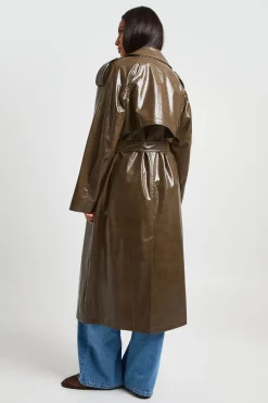 boohoo Trench-coat Verni Avec Ceinture<Femme Vestes & Manteaux|Trenchs