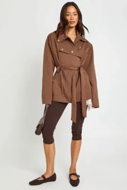 Trench Court Ceinturé Col Montant Tall