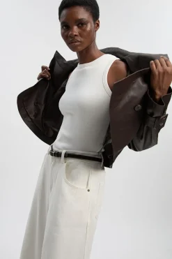 KarenMillen Trench Court En Cuir Col Montant Petite<Femme Vestes & Manteaux|Trenchs