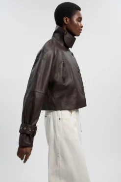 KarenMillen Trench Court En Cuir Col Montant Petite<Femme Vestes & Manteaux|Trenchs
