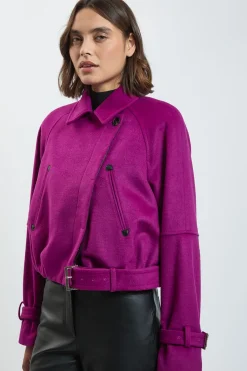 KarenMillen Trench Court En Laine<Femme Manteaux Et Vestes D’Automne|Vestes & Manteaux